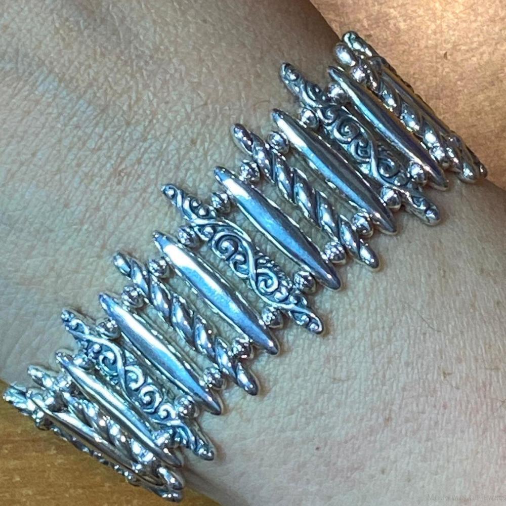 Carolyn Pollack Sterling Pickets Foldover Magnetic Link Bracelet For Women
